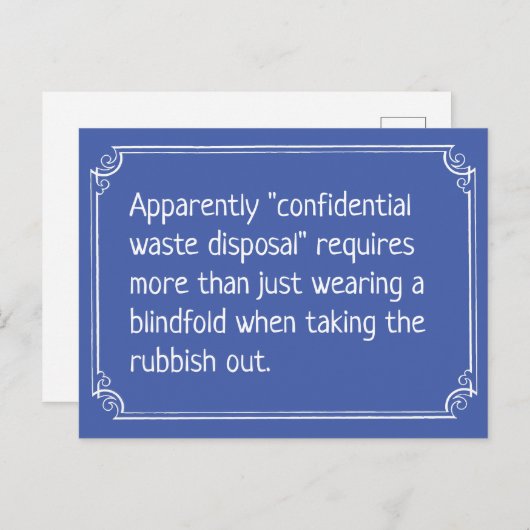 Funny Confidential Waste Disposal Joke Briefkaart (Voorkant / Achterkant)
