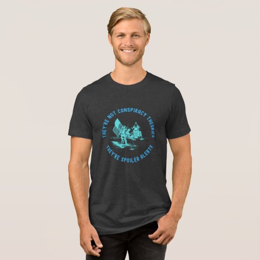 Funny Conspiracy Theory Moon Landing NASA Tri-Blend Shirt (Voorkant volledig)