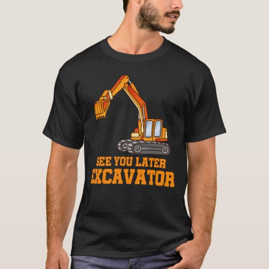 Funny Construction Excavator Boys Toddler T-shirt (Voorkant)