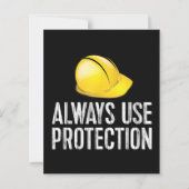 Funny Construction Tshirt - Always Use Protection  (Achterkant)