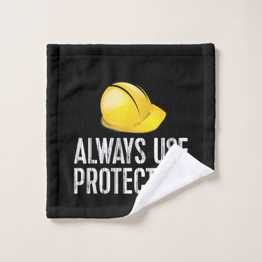 Funny Construction Tshirt - Always Use Protection  Washandje (Wasdoekje)