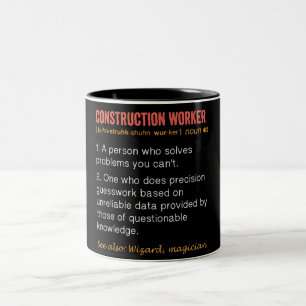 Funny Construction Worker Definition Tweekleurige Koffiemok