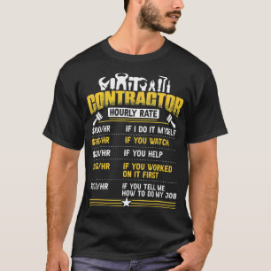 Funny Contractor Hourly Rate Price Chart Labour T-shirt