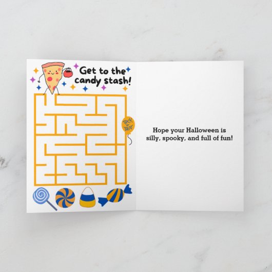 Funny Cookie Mummy Pizza Slice Halloween Maze Kaart (Binnen)
