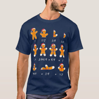 Funny Cookies Santa Hat Fractions Wiskunde Teacher T-shirt