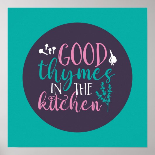 Funny Cooking Good Thymes in de Keukenrokunst Poster (Voorkant)