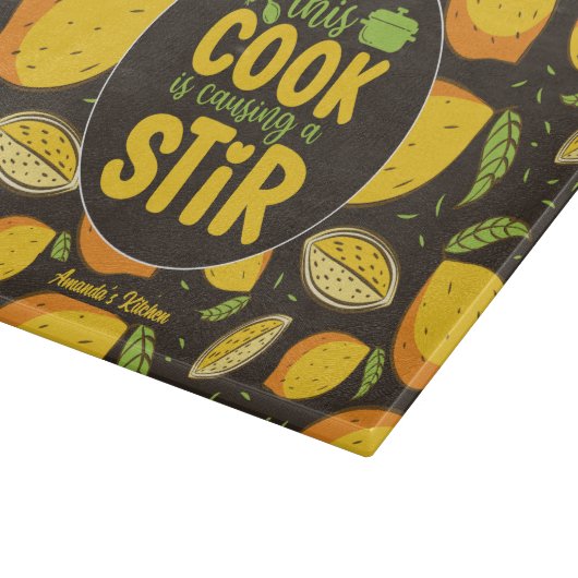 Funny Cooking Pun Retro Lemon Pattern Snijplank (Hoek)