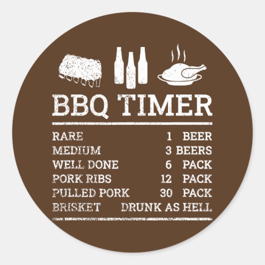 Funny Cooking Timer Barbecue Meat Smoker Ronde Sticker (Voorkant)