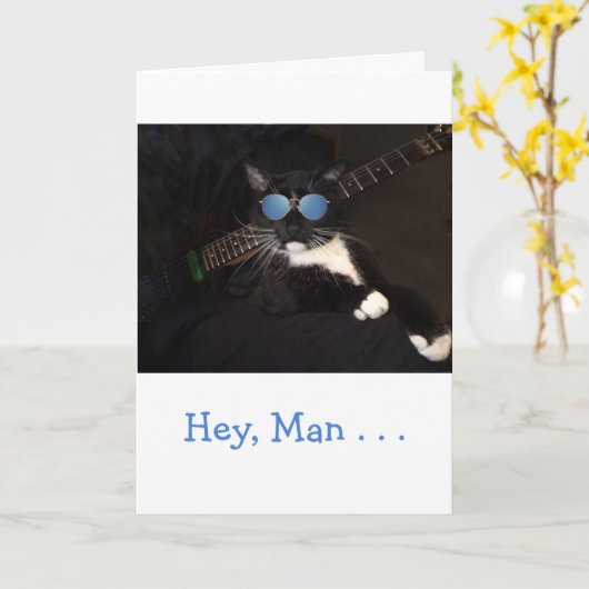 Funny Cool Cat krijgt het goed Kaart (Gele Bloem)