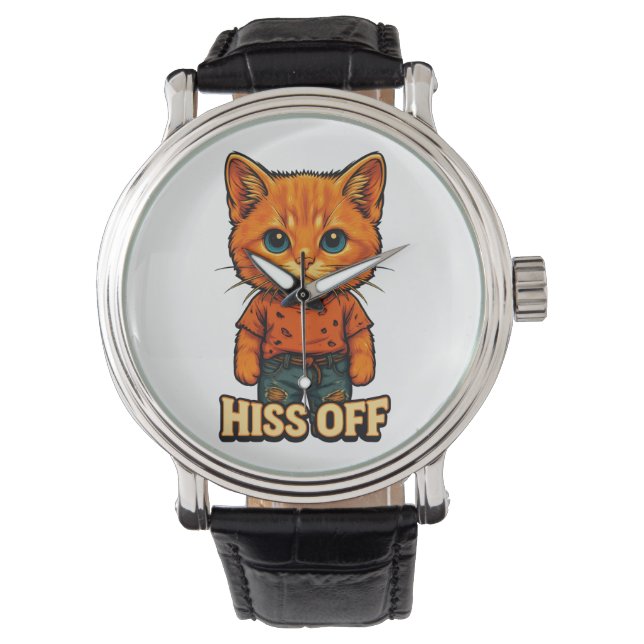 Funny Cool  Cat Quote Tee Horloge (Voorkant)
