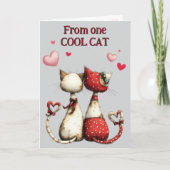 Funny Cool Cat Valentine Card Feestdagen Kaart (Voorkant)