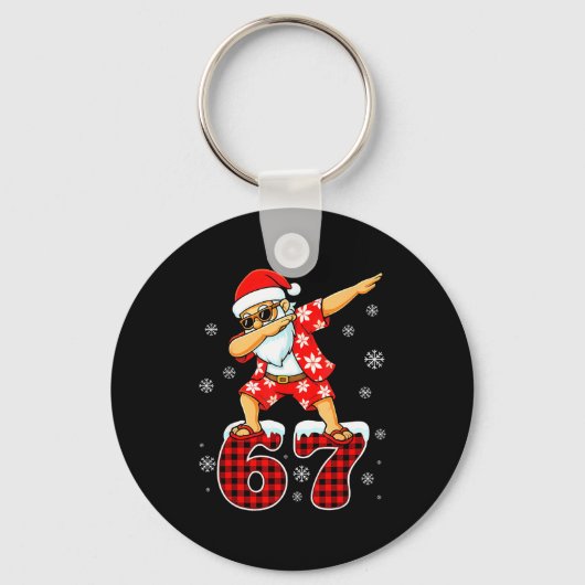Funny Cool Dabbing Santa Hawaii 67 Meme Christmas  Sleutelhanger (Voorkant)