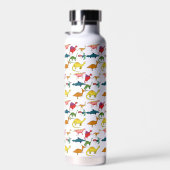 Funny Cool Dinosaur Pattern gepersonaliseerd Waterfles (Rechts)