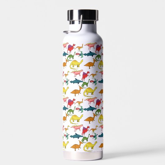 Funny Cool Dinosaur Pattern gepersonaliseerd Waterfles (Rechts)