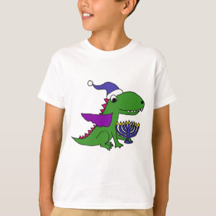 Funny Cool Dragon en Menorah Happy Hanukkah Art T-shirt