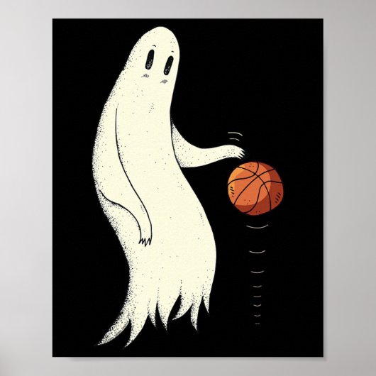 Funny Cool Ghost Dribbling Sketll - Halloween Sket Poster (Voorkant)