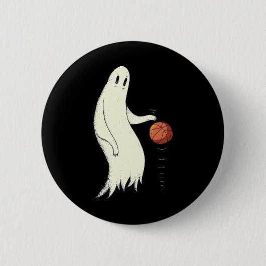 Funny Cool Ghost Dribbling Sketll - Halloween Sket Ronde Button 5,7 Cm (Voorkant)