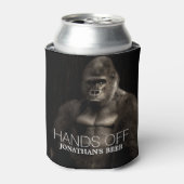 Funny Cool Gorilla "Hands off" jouw naam Bier Blikjeskoeler (Blikje Voorkant)
