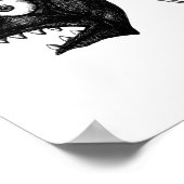 Funny coole fish skeleton inkt tekening kunst poster (Hoek)