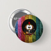 Funny coole rock&roll owl met piercings ronde button 5,7 cm (Voorkant /achterkant)