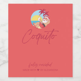 Funny Coquito Food and Beverage Label Set Wijn Etiket
