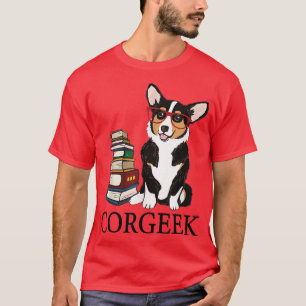 Funny Corgeek Corgi Hondenliefhebbers Book Reading T-shirt