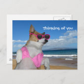 Funny Corgi Bikini Briefkaart (Voorkant / Achterkant)