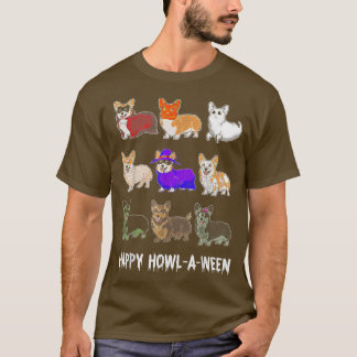 Funny Corgi Dog Halloween Happy Howl O Ween -1034 T-shirt