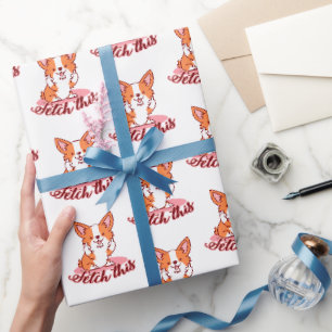 Funny Corgi Dog Middle Finger Fetch Cadeaupapier