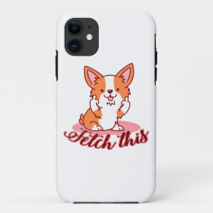 Funny Corgi Dog Middle Finger Fetch iPhone 11 Hoesje