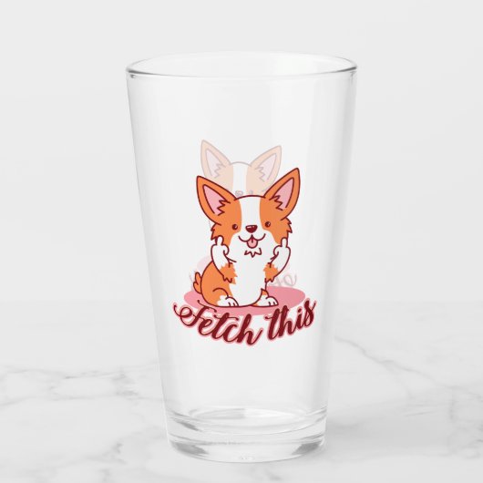Funny Corgi Dog Middle Finger Fetch Glas (Achterkant)