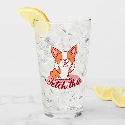 Funny Corgi Dog Middle Finger Fetch Glas (Voorkant ijs)