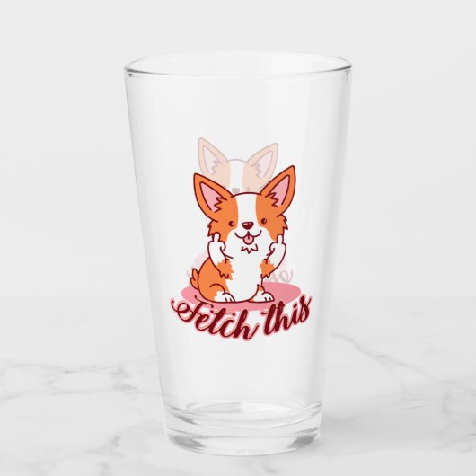 Funny Corgi Dog Middle Finger Fetch Glas (Voorkant)
