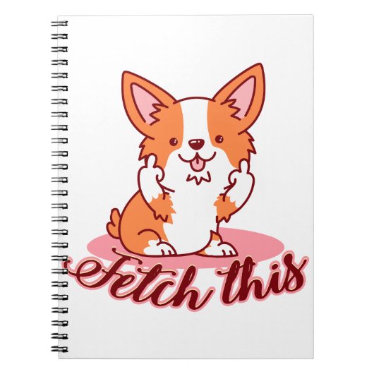 Funny Corgi Dog Middle Finger Fetch Notitieboek (Voorkant)