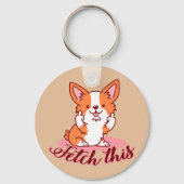 Funny Corgi Dog Middle Finger Fetch Sleutelhanger (Voorkant)