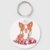 Funny Corgi Dog Middle Finger Fetch Sleutelhanger (Achterkant)