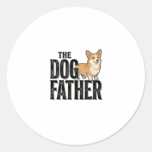 Funny Corgi Dogfather Vintage Gravure T-Shirt De Ronde Sticker
