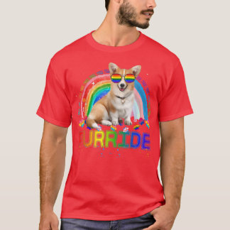 Funny Corgi Gay PrideRainbow Sunbril LGBTQ T-shirt