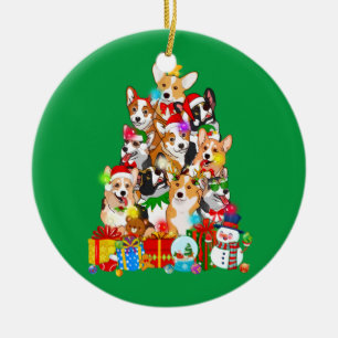 Funny Corgi-kerstboom Lights Puppy Corgi Dog Keramisch Ornament