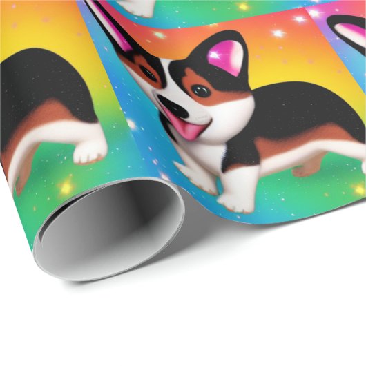 Funny Corgi Puppy Dog Cadeaupapier (Rol Hoek)