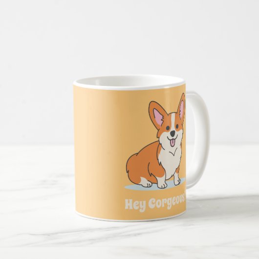 Funny Corgi Puppy - Hey Cornap Koffiemok (Voorkant rechts)