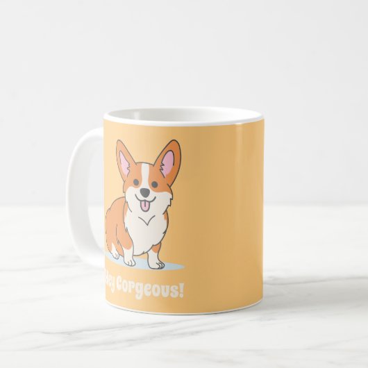 Funny Corgi Puppy - Hey Cornap Koffiemok (Voorkant links)