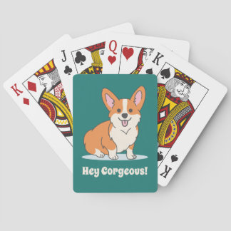 Funny Corgi Puppy - Hey Cornap Pokerkaarten