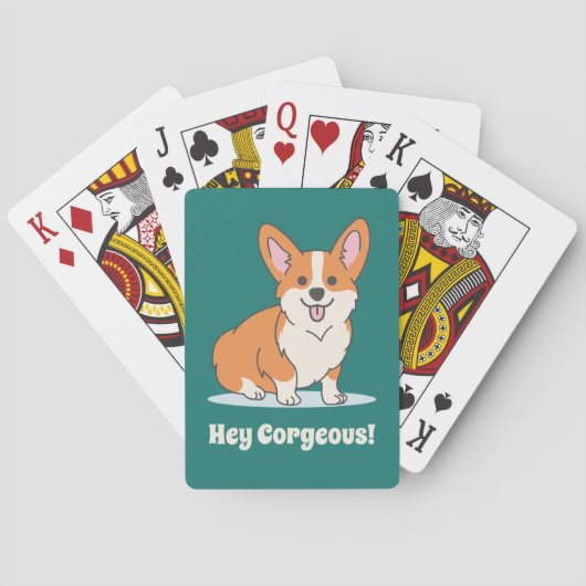 Funny Corgi Puppy - Hey Cornap Pokerkaarten (Achterkant)