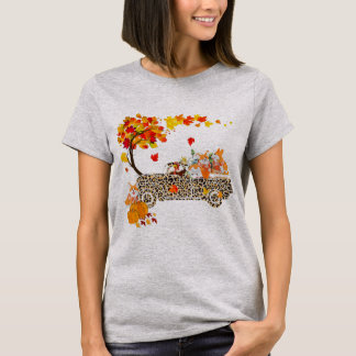 Funny Corgi Riding Leopard Pset Truck T-shirt