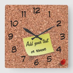 FUNNY Cork Board met  tekst op Post it Vierkante Klok