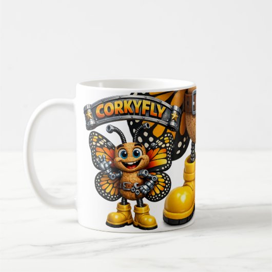 Funny Corky Fly Koffiemok (Links)