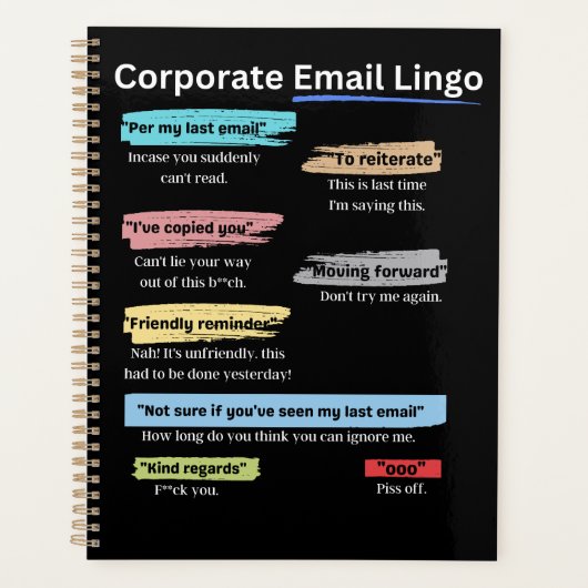 Funny Corporate email lingo Planner (Voorkant)