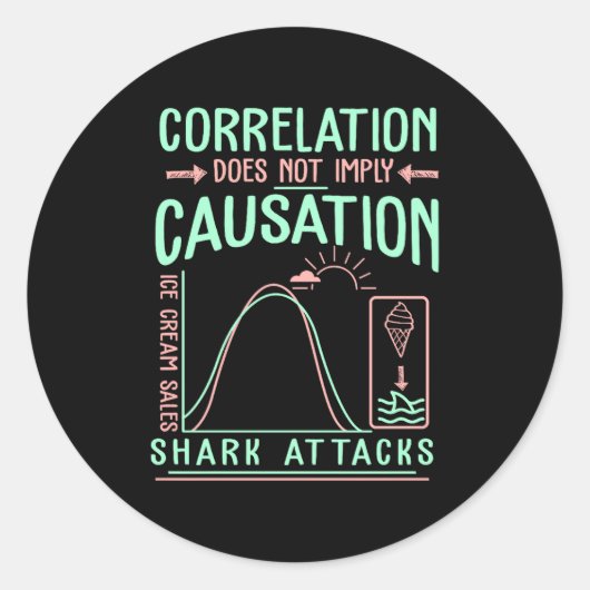 Funny Correlation Does Not Imply Causation Premium Ronde Sticker (Voorkant)