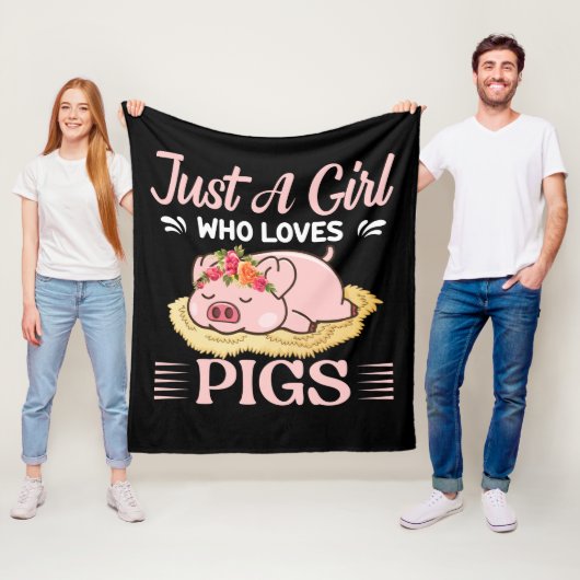 Funny Country Pig Lovers Fleece Blanket (In situ)